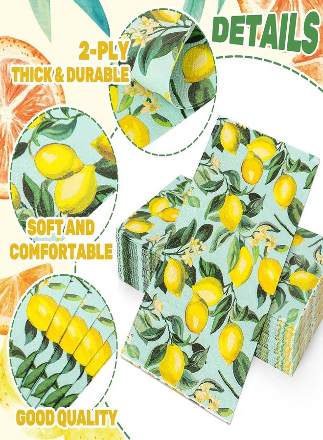 JarThenaAMCS 100Pcs Lemon Guest Napkins Summer Fruit Disposable Napkins Watercolor Hand Towel Paper Napkins for Bathroom Birthday Holiday Party Supplies Table Decor - Image 3